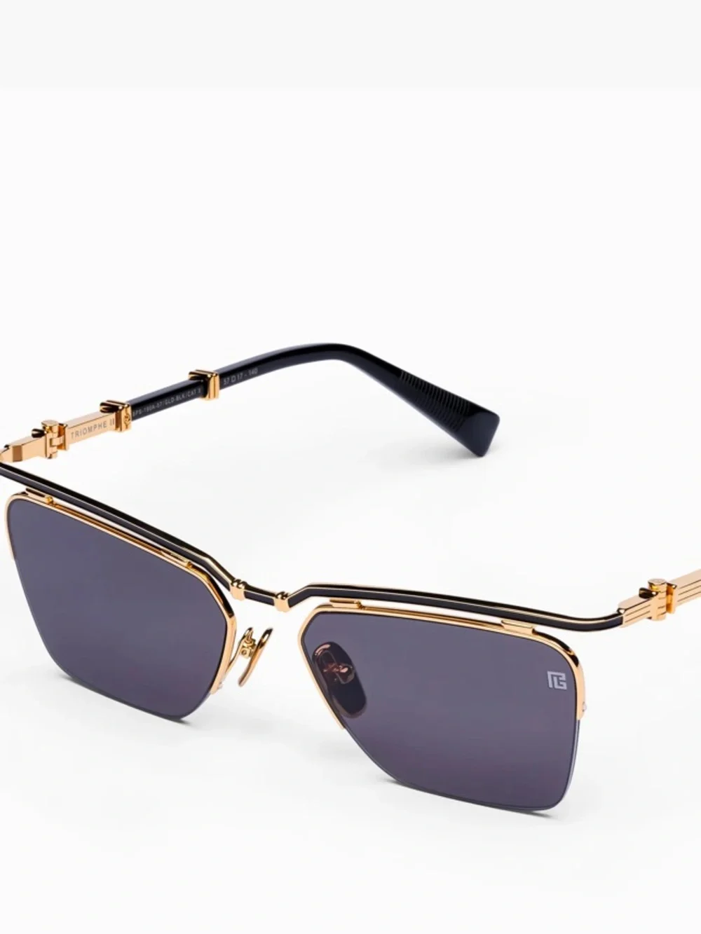 Balmain Triumph II Sunglasses Gold Frame Sunglasses with Dark Grey Lenses